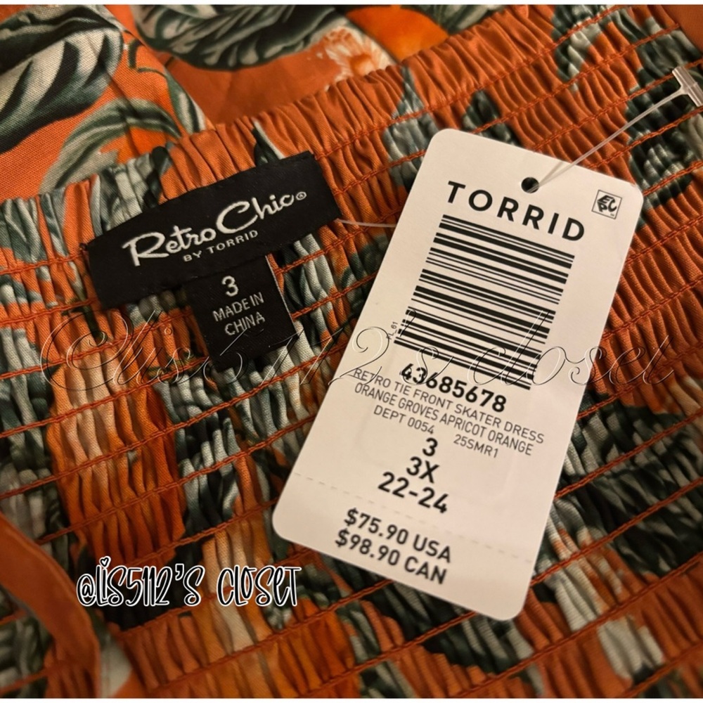 Torrid Retro Chic Orange Groves Mini Rockabilly Pinup Swing Dress 3X 22 24 - Picture 12 of 16